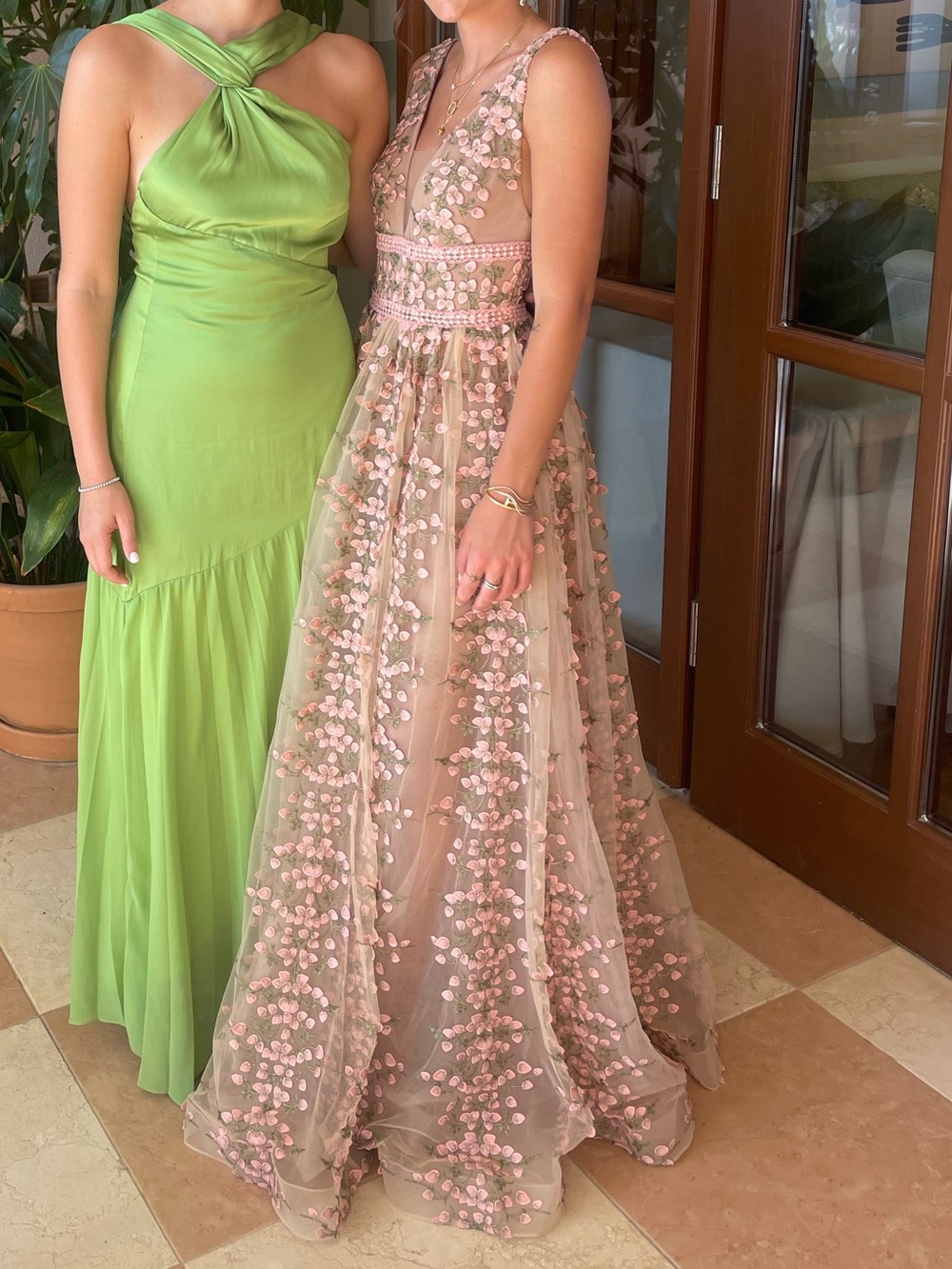 Bronx and Banco Rose Blush 3D Floral Maxi Dress
